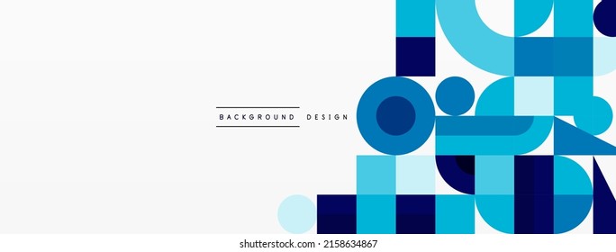 Circle and square geometric background. Round shapes with squares and triangles composition for wallpaper, banner, background or landing