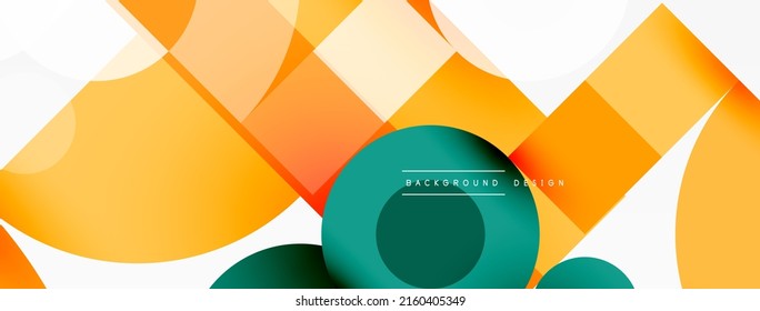 Circle and square geometric background. Round shapes with squares and triangles composition for wallpaper, banner, background or landing