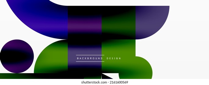 Circle and square geometric background. Round shapes with squares and triangles composition for wallpaper, banner, background or landing