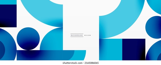 Circle and square geometric background. Round shapes with squares and triangles composition for wallpaper, banner, background or landing