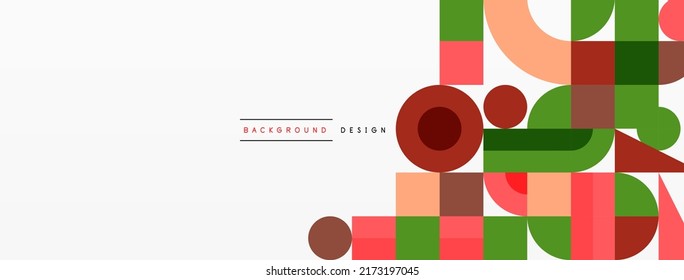 Circle and square geometric background. Round shapes with squares and triangles composition for wallpaper, banner, background or landing