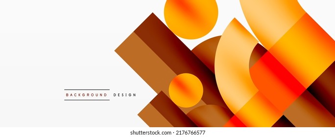 Circle and square geometric background. Round shapes with squares and triangles composition for wallpaper, banner, background or landing