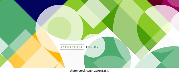 Circle and square geometric background. Round shapes with squares and triangles composition for wallpaper, banner, background or landing