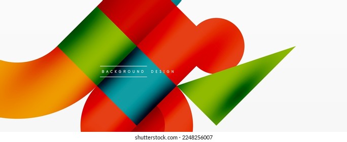 Circle and square geometric background. Round shapes with squares and triangles composition for wallpaper, banner, background or landing