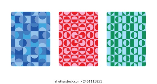 Circle square geometric pattern basic simple graphic patterns mosaic abstract shape pattern geometry background modern minimal design blue red green pink texture graphics