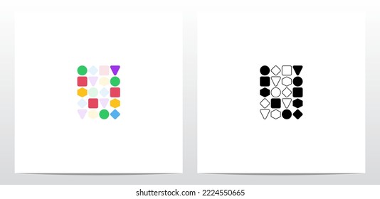 Circular cuadrado Hexagón Forma Triángulo de Diamante Letra Diseño Logotipo V 