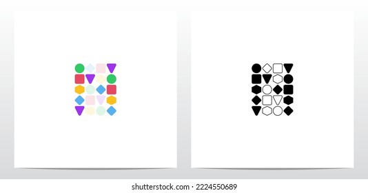 Circle Square Hexagon Diamond Triangle Shape Letter Logo Design N 