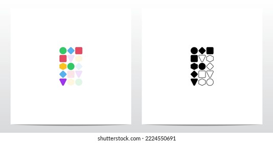 Circle Square Hexagon Diamond Triangle Shape Letter Logo Design F 