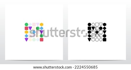 Circle Square Hexagon Diamond Triangle Shape Letter Logo Design M 