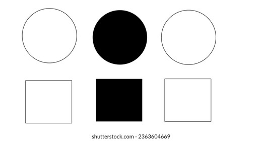 The circle and square icons are black and white