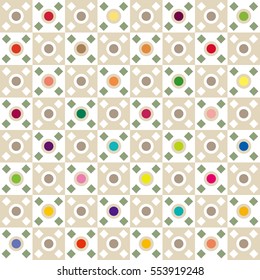 circle and square image, pastel color tile - Geometric seamless pattern