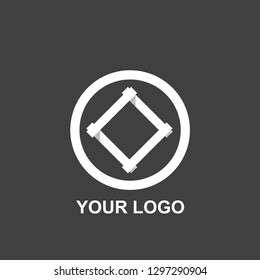 circle square logo. black and white template design. silhouette vector