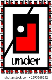 CIRCLE AND SQUARE LOGO WITH BLACK WHITE AND RED COLORS