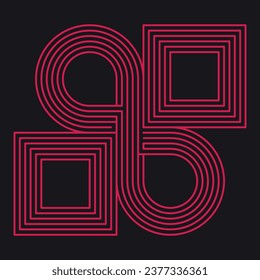 A circle and square motif with lines