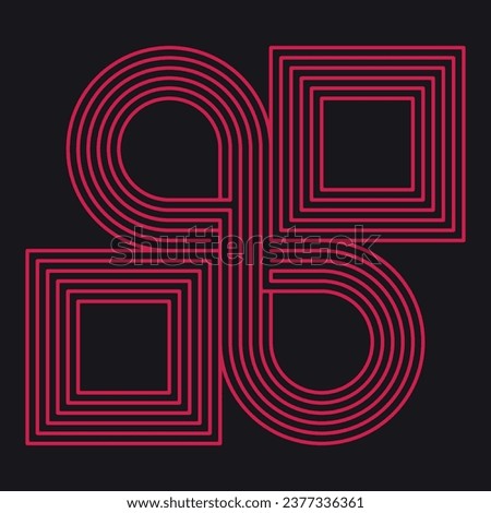 A circle and square motif with lines