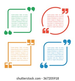 Circle and square quotation text bubble. Quote blank template. Set of quote sign icons. Vector illustration.