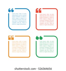 Circle and square quotation text bubble. Quote blank template. Set of quote sign icons. Vector illustration. Eps10. 