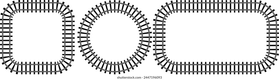 circle square rectangle Railway track frame set