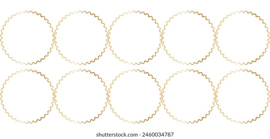 Circle and square scalloped frames. Scalloped edge rectangle and ellipse shapes. Simple label and sticker form. Flower silhouette lace frame. Vector illustration