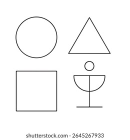 Forma geométrica de triângulo quadrado circular com ilustração de design vetorial minimalista, mas única e elegante