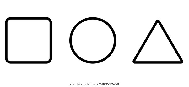 Circle square and triangle in hollow outline in black for websites and graphic resources.