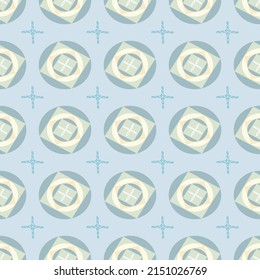 Circle in square vector seamless pattern 