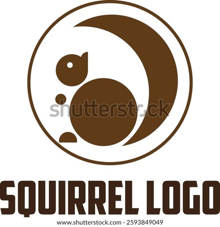 Circle, squirrel, silhouette, brown, bold.