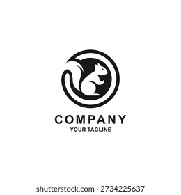 Circle Squirrel Silhouette Nature Logo