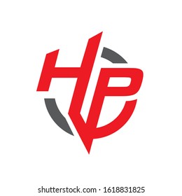 circle stacked HP logo H P initial Letter design vector graphic concept

