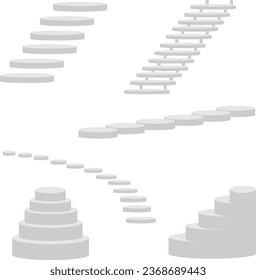 circle staircase in the house,3d interior staircases isolated on white background. the stair steps collection in the house and building