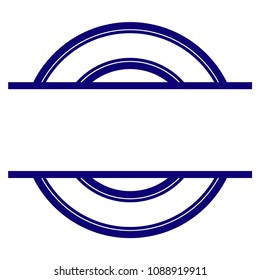 Circle stamp frame template. Vector draft element for stamp seals in blue color.