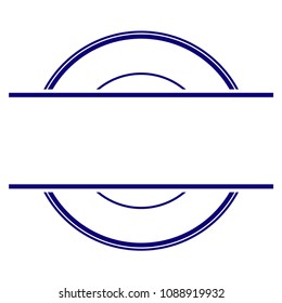 Circle stamp frame template. Vector draft element for stamp seals in blue color.