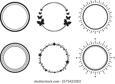 Circle Star Butterfly Logo Light Outline Frame