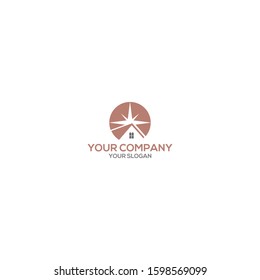 Circle Star Home Logo Design Vector