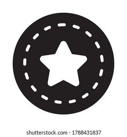 círculo con icono de estrella sobre fondo blanco, estilo de media línea, ilustración vectorial