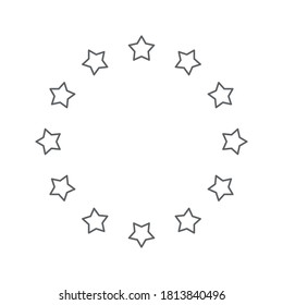 color gris de la plantilla de icono de estrella de círculo. Estrellas en símbolo de círculo vectorial aisladas. Ilustración vectorial de logotipo simple para diseño gráfico y web
