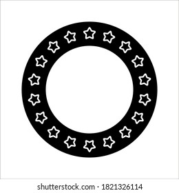 plantilla de icono de estrella de círculo color gris editable. Las estrellas en el símbolo de círculo, símbolo vectorial, están aisladas en el fondo blanco. Ilustración vectorial de logotipo simple