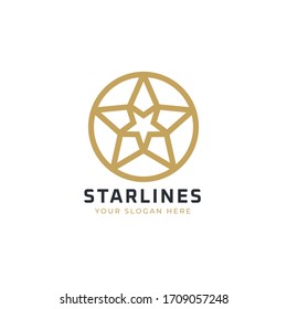 diseño del logotipo de la línea de estrella circular