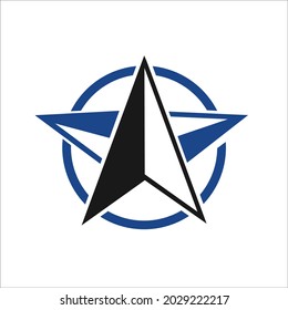 Circle with Star in the middle, with arrow up.