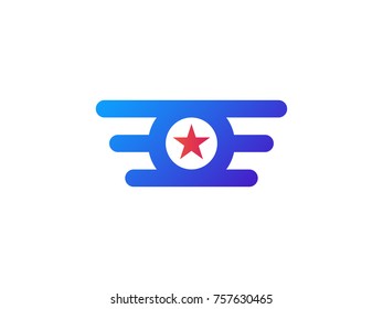 circle star wing logo. abstract design concept vector illustration