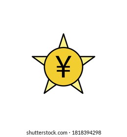círculo, estrella, icono yuan. Elemento de ilustración financiera. Los símbolos y símbolos se pueden usar para web, logotipo, aplicación móvil, interfaz de usuario, UX