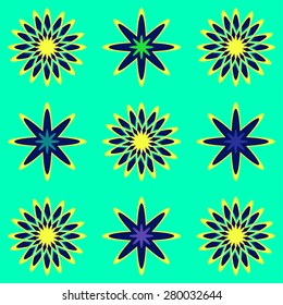 Circle stars colorful seamless pattern. Colorful stars set