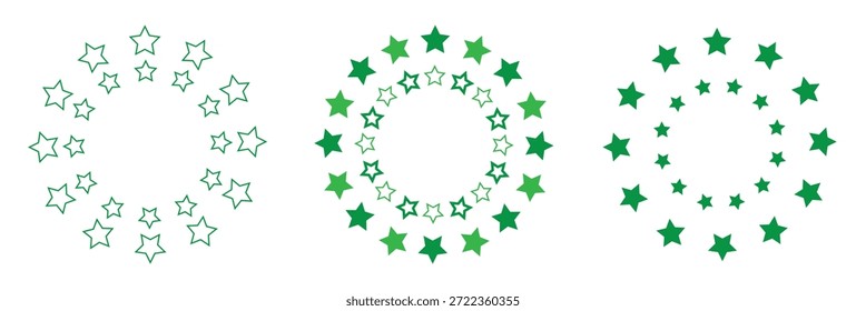Ícone Circular Estrelas. estêncil de padrão circular de estrelas. Conjunto de estrelas circulares. Imagem clipart isolada no fundo branco. infográficos, gráfico, apresentação, aplicativo, ilustração simples do vetor do logotipo