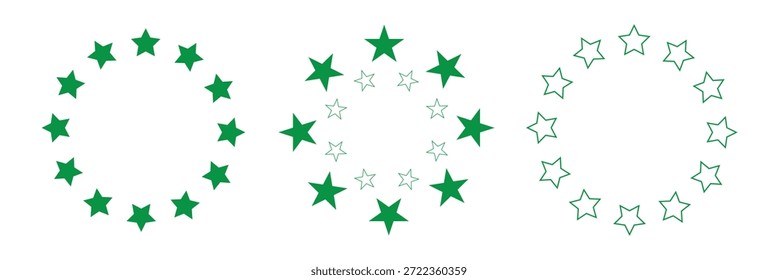 Circle Stars icon. stars circle pattern stencil. Set of Circle Star. Clipart image isolated on white background. infographics, chart, presentation, app, Simple logo vector illustration