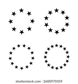 Circle stars icon set isolated flat style vector illustration on white background.