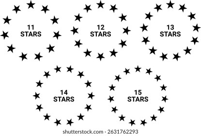 Padrão de estrelas de círculo com 11 12 13 14 15 ilustração de formação de anel