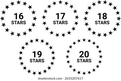 Patrón de estrellas de círculo con 16 17 18 19 20 Ilustración de formación de anillo