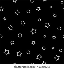 Circle and stars seamless pattern. Fashion graphic background design. Modern stylish abstract monochrome texture. Template for prints, textiles, wrapping, wallpaper, website etc. VECTOR illustration
