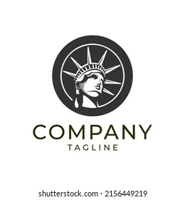 circle Statue liberty drawing art logo design template vector icon illustration