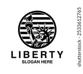 circle Statue liberty logo design template illustration